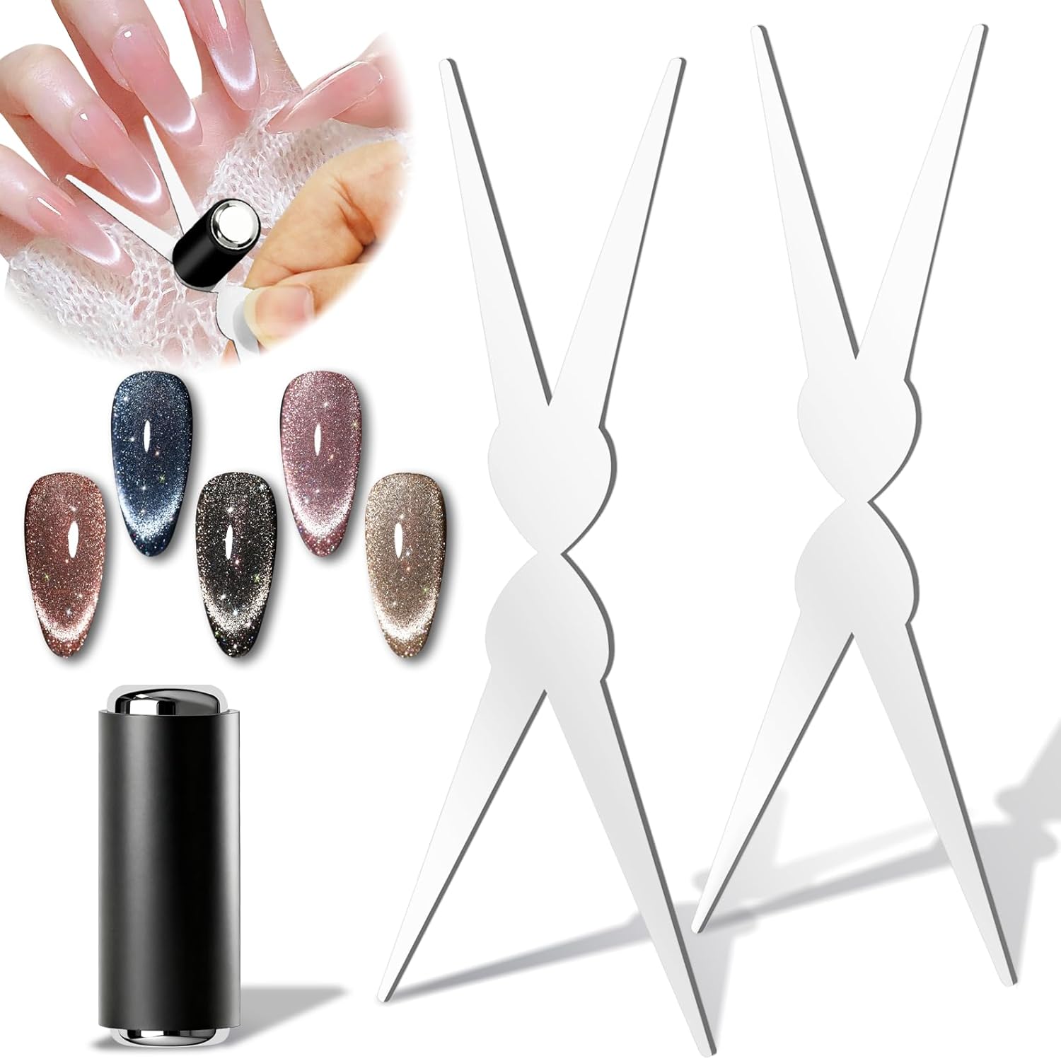 Nail Gel Polish Set - 3D Cat Eye Magnet Double Headed