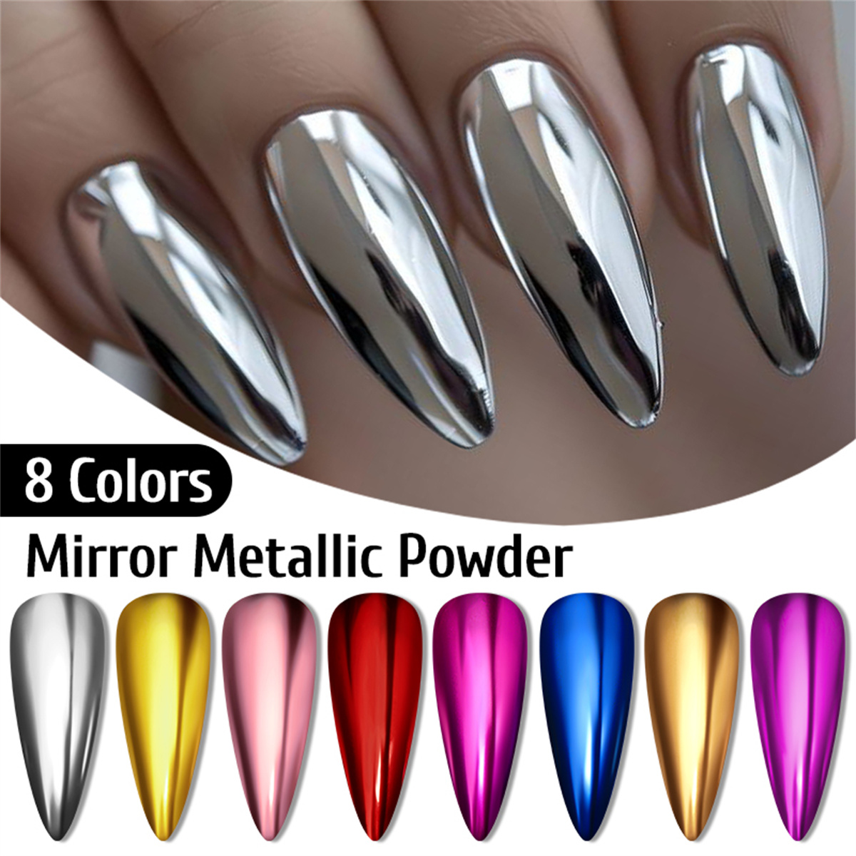 Nail Glitter Chrome - Metallic Gold Silver Mirror Powder Nail