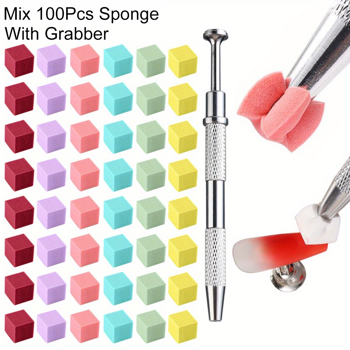 Nail Gel Polish Set - 1/50/100Pcs Square Nail Art Sponge Set