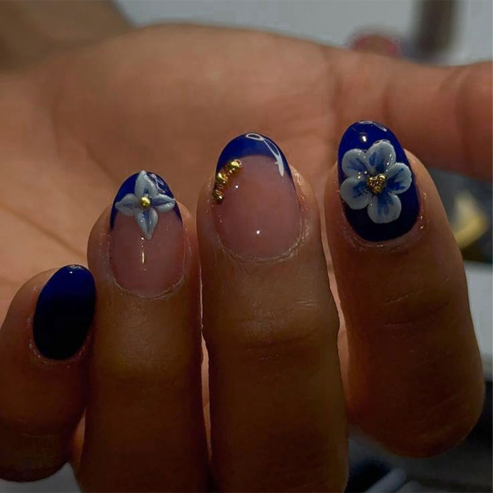 Nail Art Oval - 24pcs Short Oval 3D Gel Nail
