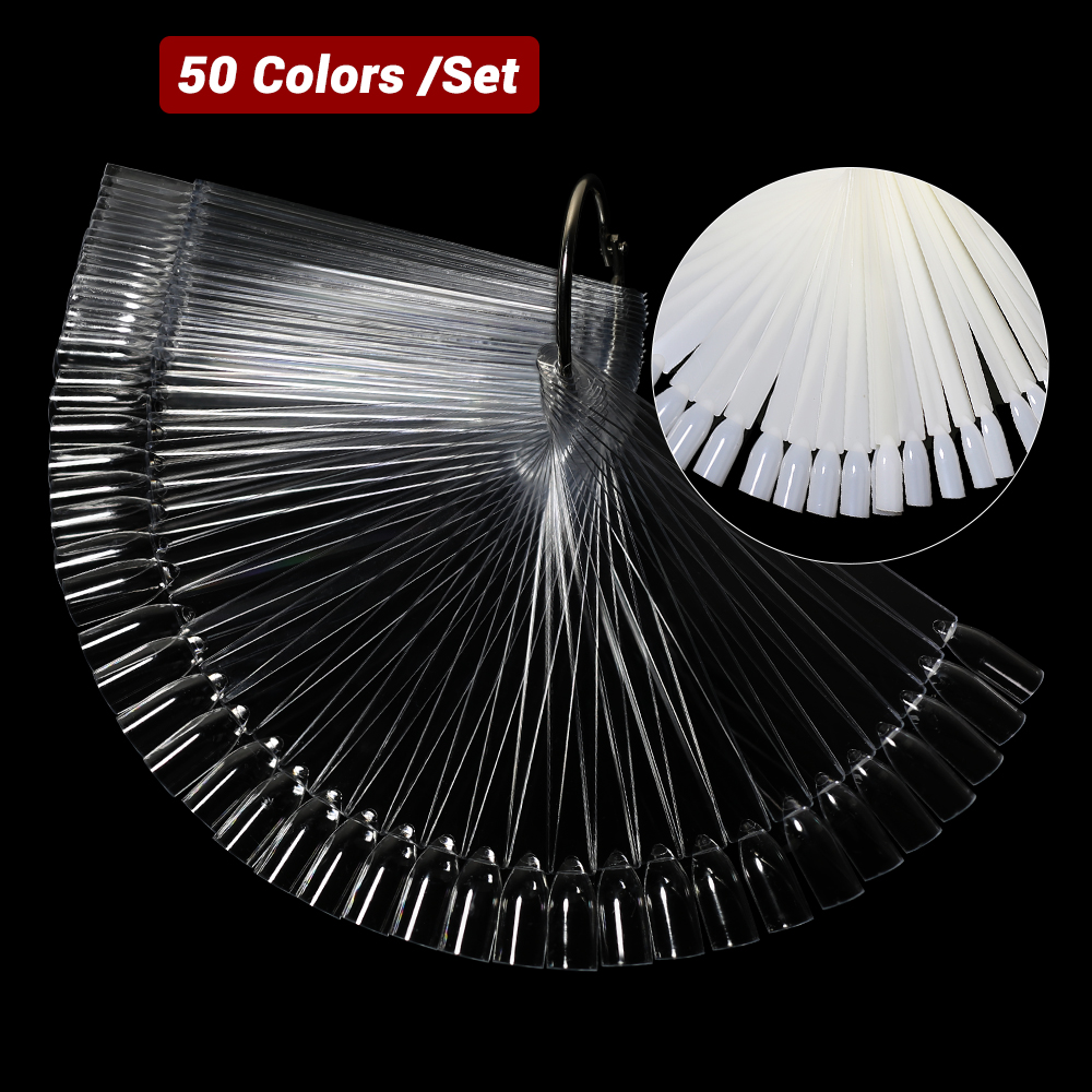 Nail Art Oval - 50Pcs False Nail Display Sticks Clear