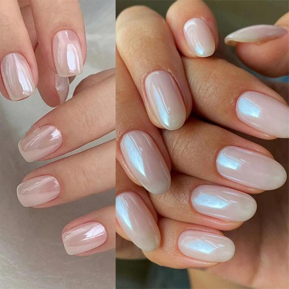 Moonlight Pearl White Nails Gl - đánh giá và giá Nail Glitter Chrome