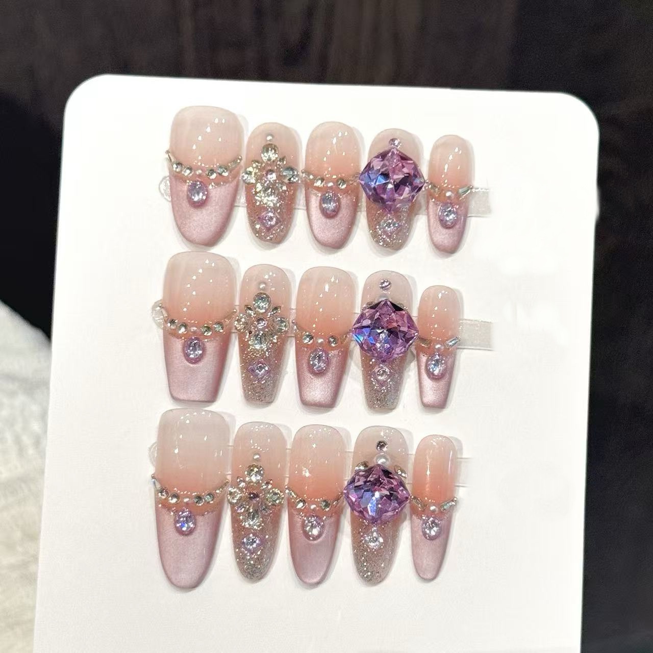 10pcs Pure Hand Pressed Coffin - đánh giá và giá Nail Art Oval
