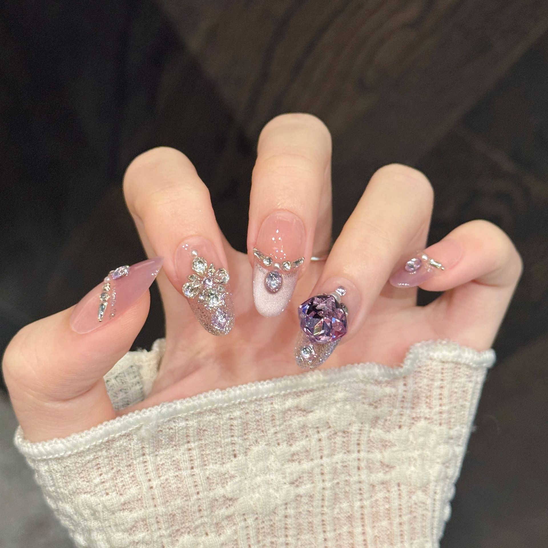 10pcs Pure Hand Pressed Coffin - đánh giá và giá Nail Art Oval
