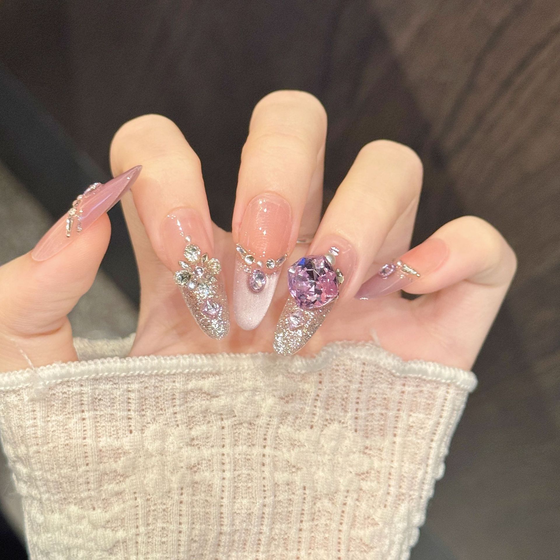 10pcs Pure Hand Pressed Coffin - đánh giá và giá Nail Art Oval