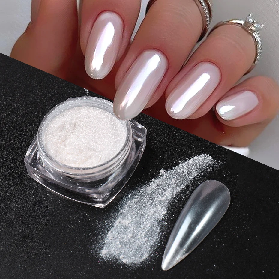 White Pearl Mirror Moonlight N - đánh giá và giá Nail Glitter Chrome