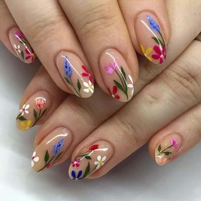 24Pcs Simple Almond Nails Tips - đánh giá và giá Nail Art Oval