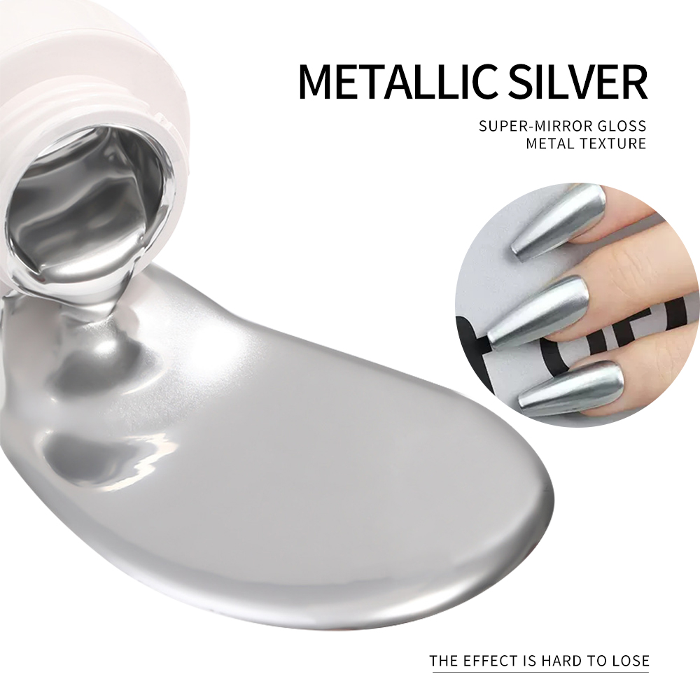 5ml Silver Gold Metallic Gel N - đánh giá và giá Nail Glitter Chrome