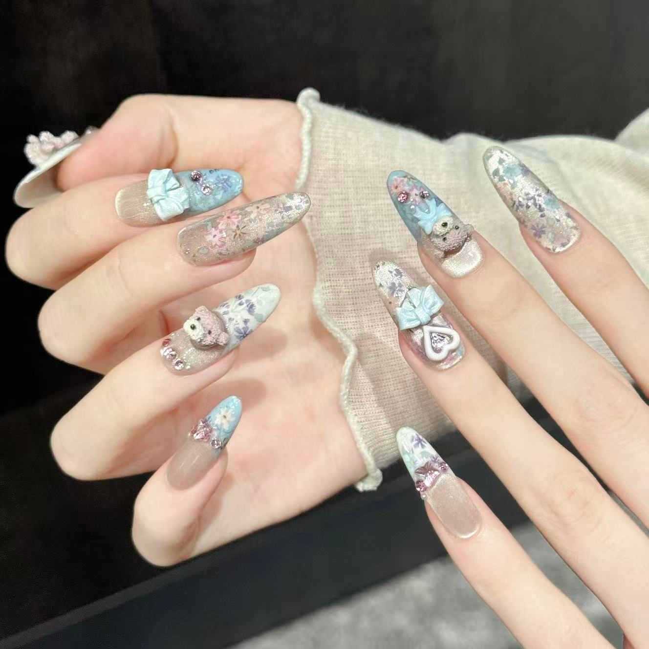 10Pcs Pure Hand-Pressed Oval N - đánh giá và giá Nail Art Oval