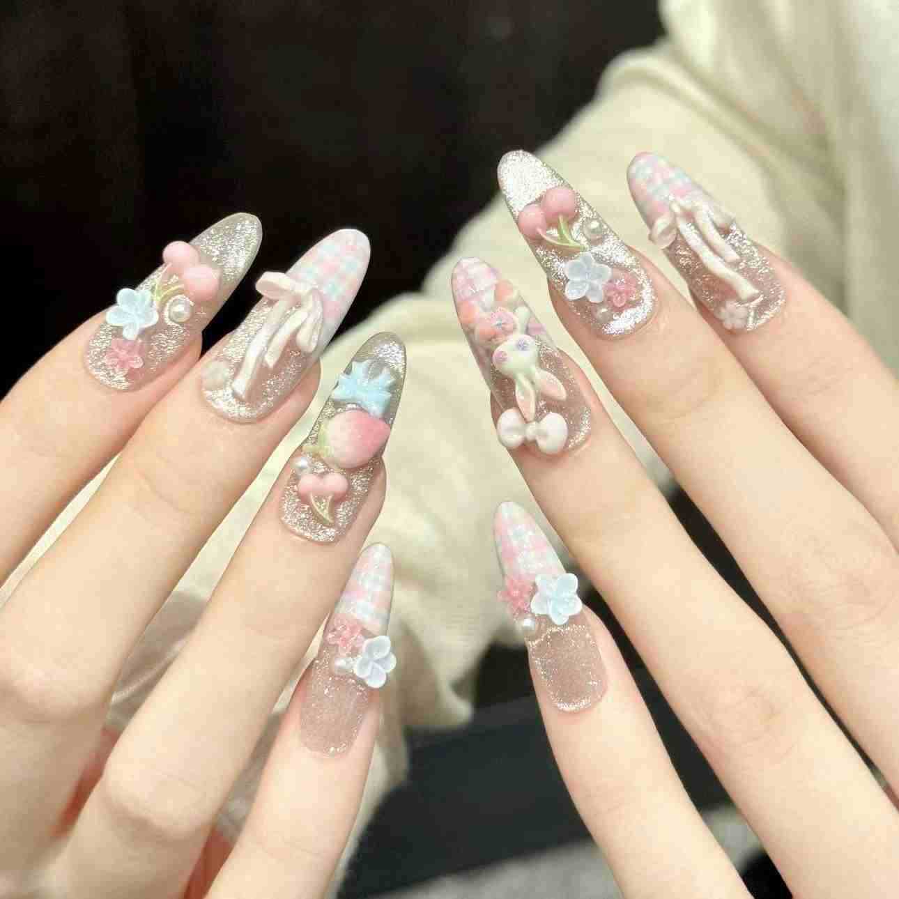 10Pcs Pure Hand-Pressed Oval N - đánh giá và giá Nail Art Oval
