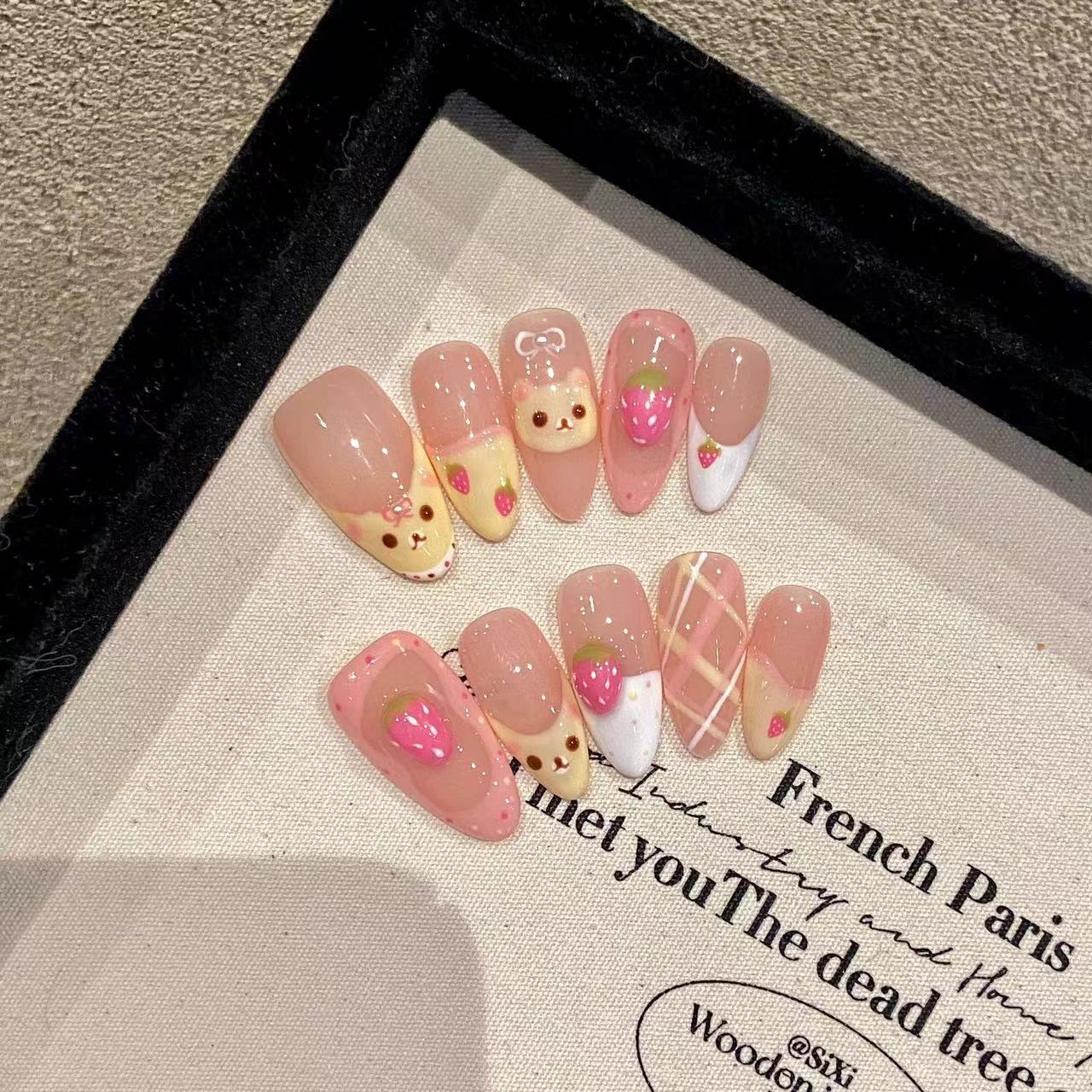 10pcs Pure Hand Pressed Medium - đánh giá và giá Nail Art Oval