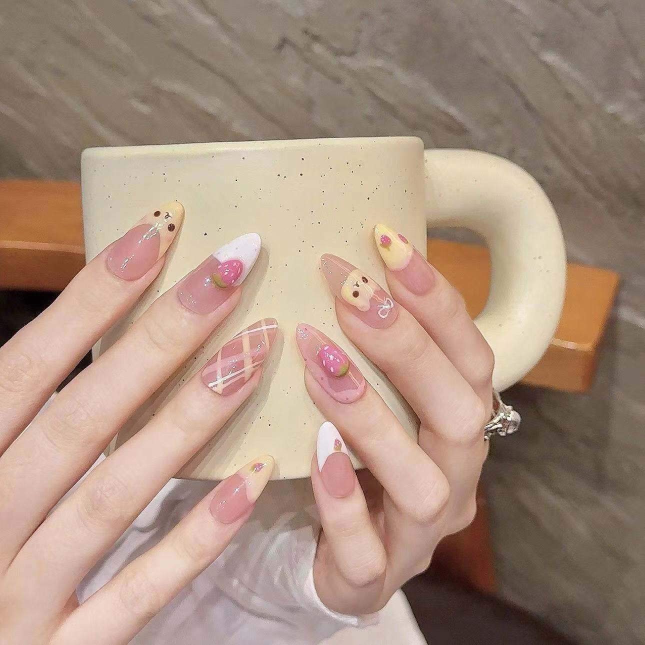 10pcs Pure Hand Pressed Medium - đánh giá và giá Nail Art Oval