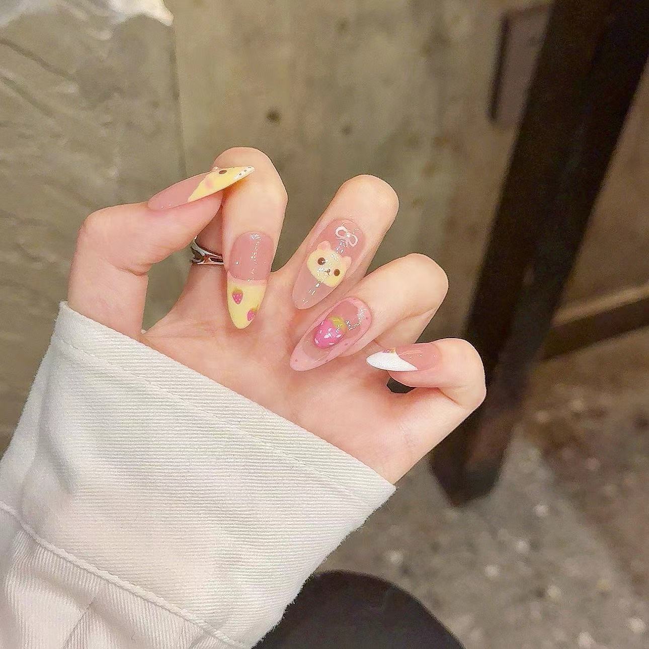 10pcs Pure Hand Pressed Medium - đánh giá và giá Nail Art Oval