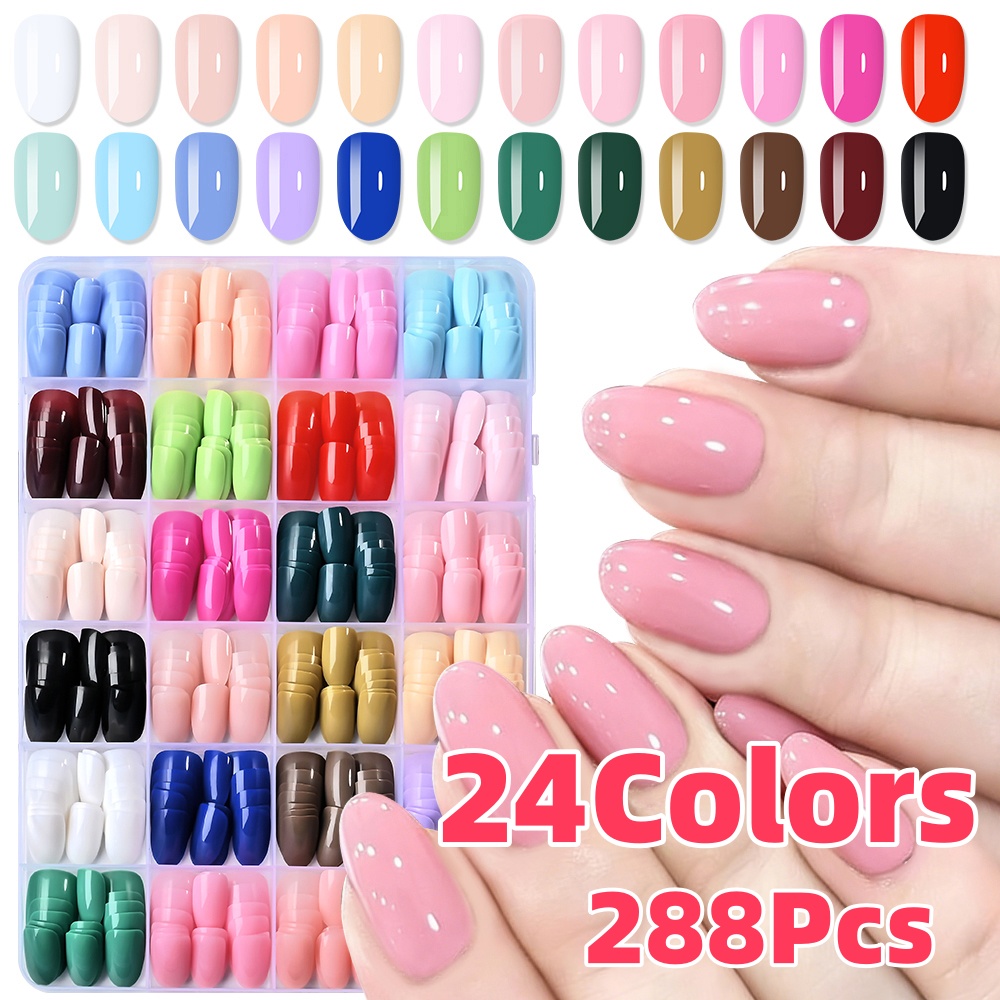 24Colors(288pcs) Colorful Shor - đánh giá và giá Nail Art Oval