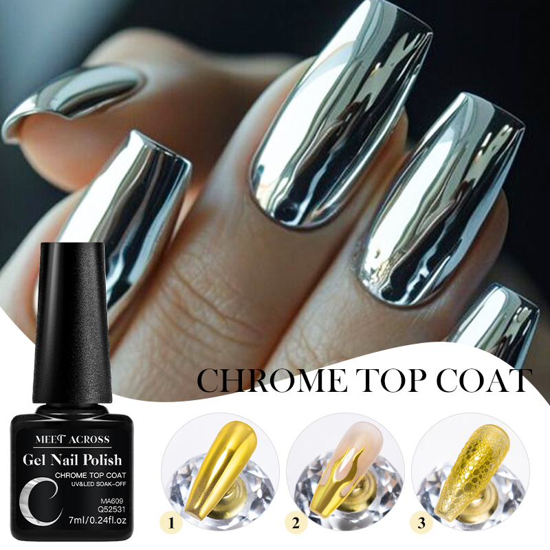 7ML Chrome Top Coat For Mirror - đánh giá và giá Nail Glitter Chrome